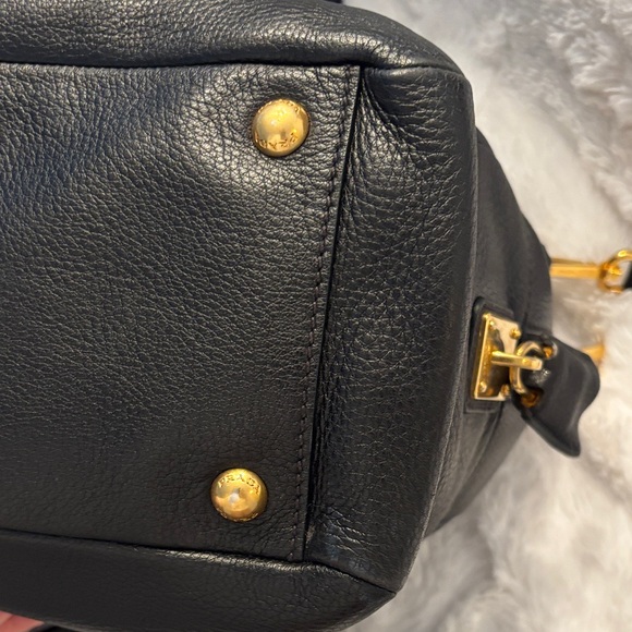 Prada Black Leather Satchel with Gold Accents - Picture 6 of 10